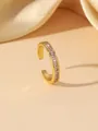 Detailed close-up of a gold-plated C-shaped ear cuff set with pink cubic zirconia stones - Gold Pink Zirconia Ear Cuff (W1774A)