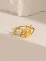 Adjustable 18k gold plated stainless steel eye ring with amber turquoise center - Adjustable Open / Evil Eye Style (W712) / Rose Quartz Color
