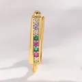 Macro view of gold-plated nose cuff with vibrant multi-color cubic zirconia inlay - Multicolored (W206 Multi)