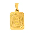 Gold plated stainless steel pendant with letter B embossed on a sunburst pattern - Letter B