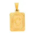 Gold plated stainless steel rectangular pendant with embossed letter C and sunray texture - Letter C