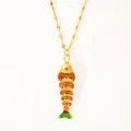 Minimalist 18k gold plated koi fish pendant necklace with orange enamel scales - Orange Gold Fish (1-DQ-W-Fish)