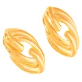 Detail of 18k gold plated geometric hollow stud earrings with a polished finish - Hollow Oval Style (8-DQ-W-111)