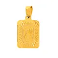 Detail of gold rectangular pendant with embossed letter W and textured edges - Letter W