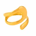 Detailed macro view of an irregular geometric gold-plated stainless steel open ring design - Streamlined Geometric / Gold