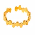 Detail view of gold plated adjustable open ring with vertical oval chain link design - Vertical Oval Linkage / Gold