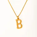 18K gold plated stainless steel necklace featuring a textured letter B pendant with O-chain - Letter B