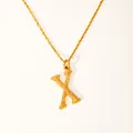 Macro detail of the gold-plated 18k letter X necklace showing woven rope texture - Letter X