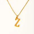 Detailed view of 18k gold plated letter Z pendant with hammered bark texture on chain - Letter Z