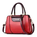 Classic red and brown tote bag with golden hardware and detachable strap for women - Handbag/Crossbody Bag / Red