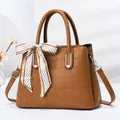 Brown crocodile pattern tote bag with decorative scarf and adjustable shoulder strap - Khaki/Earth Yellow