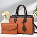 Two-piece set with caramel tote and envelope clutch bag for women in premium vegan leather - Earthy Yellow