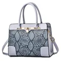 Chic light purple handbag featuring grey snake skin texture and golden padlock detail - Blue
