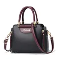 Bolso de mano chic en negro y burdeos con detalles dorados y correa ajustable - Estilo Color Block / Negro
