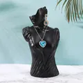 Resin mannequin bust jewelry display stand with heart necklace and teardrop earrings - Large (35*18.5*15cm) / Black