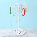 Espositore girevole per gioielli in ferro bianco con ganci e vassoio per collane - 36x21cm / Bianco