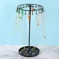 Portagioie girevole in ferro con ganci per collane e base per anelli e orecchini neri - 36x21cm / Nero
