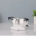Resin human face stand holding square black grey gradient sunglasses on a desk - 8.5*11cm / White
