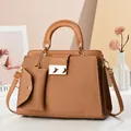 Brown faux lizard leather handbag set with top handle and crossbody strap - 27/11/20 / Earthy Yellow