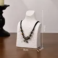 White frosted portrait necklace display stand with vintage butterfly pendant decor - S / White