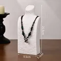 White textured resin bust jewelry display stand with 21.5cm height for necklaces - M / White