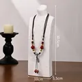 White stone-textured bust stand for necklace display, dimensions 30.5x10x5.5cm - Large / White