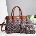 Set dettagliato di tre borse con stampa ciliegia inclusi borsa a mano e pochette - Nero