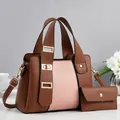 Pink and brown pebbled leather handbag with matching coin purse and gold buckle - Earthy Yellow