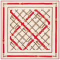 Detailaufnahme Seidenquadrat mit rotem Gürtelmuster und goldener Kettengrafik - Standard / Beige
