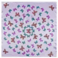 Elegante foulard quadrato viola in raso con farfalle colorate, 60cm, effetto seta - 60CM / Viola chiaro