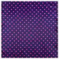 Elegant 60x60cm square silk scarf with bright pink polka dots on navy blue background - 60cmx60cm / Purple