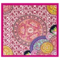 Square silk scarf with magenta blue and white porcelain floral pattern in 90cm size - 90cm*90cm / Rose Purple