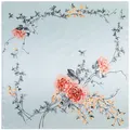Eleganter 90x90cm Seidenschal mit roten Rosen auf hellcyanfarbenem Satinhintergrund - 90cm*90cm / Hellgrau