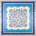 Vierkante zijden sjaal 90x90cm met vintage bloemenpatroon in blauw en rood - Grijs