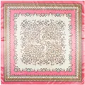 Roze en ivoren 90cm zijden sjaal met elegante vintage Europese bloemenpatronen - Watermeloen Rood