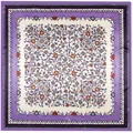 Elegante 90x90cm paarse zijden vierkante sjaal met een barok en etnisch bloemmotief - Paars