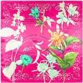 Pañuelo cuadrado de seda rosa con flores de tulipán y borde blanco de estilo clásico - 90cmx90cm / Rosa Roja