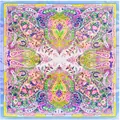 Buntes 90cm Seidentuch mit Paisley-Muster und böhmischem Design in flacher Ansicht - 90cmx90cm / Blau