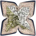 Etnische paisley zijden sjaal in satijnlook met groen en beige patchworkpatroon - Standaard Specificatie / Groen en Wit Patchwork