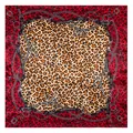 Seidenschal mit rotem Leopardenmuster und Kettenmotiven für Damen quadratisch - 60CM / Burgunderrot