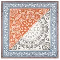 60x60cm satijnen zijden vierkante sjaal met paisleyprint en oranje-blauw patchwork - Standaard Specificatie / Oranje En Wit