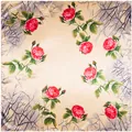 Eleganter 90 cm quadratischer Satinschal mit Rosenmuster und champagnerfarbenem Seidenfinish - 90cmx90cm / Beige