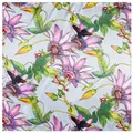 Floral silk square scarf with purple passion flowers and bees on light blue background - 60cmx60cm / Light Gray