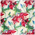 Floral silk square scarf featuring red passion flowers and bee prints, 60x60cm size - 60cmx60cm / Off-white
