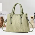 Light green pleated leather handbag with silver hardware and adjustable shoulder strap - Stud Decoration (Style 1) / Green