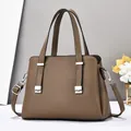 Sac cabas en cuir marron avec motif litchi et bandoulière réglable amovible - Marron