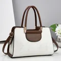 Fashionable snake-embossed contrast handbag with dual handles and adjustable strap - 30x13x20cm / White