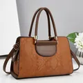 Brown faux snakeskin crossbody handbag with golden hardware and fashion lettering - 30x13x20cm / Khaki/Earth Yellow