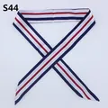 Detail of red, white and navy striped silk twilly scarf for handbag handle decoration - Red White Blue Diagonal Patchwork Stripe Style (S44)