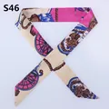 Slim twilly silk scarf with vintage carriage wheel patterns for handbag handle wrapping - Champagne Gold Vintage Carriage Wheel Rope Style (S46)